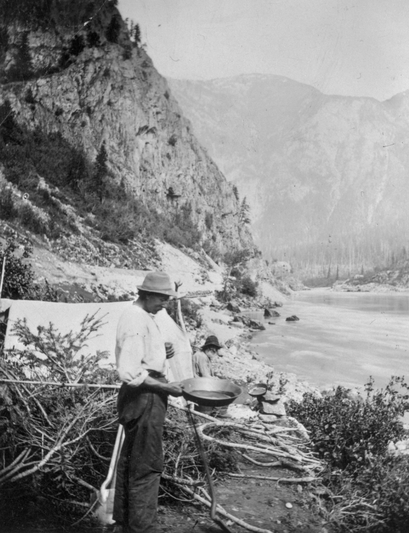 Historic gold panning on the river, Lillooet country